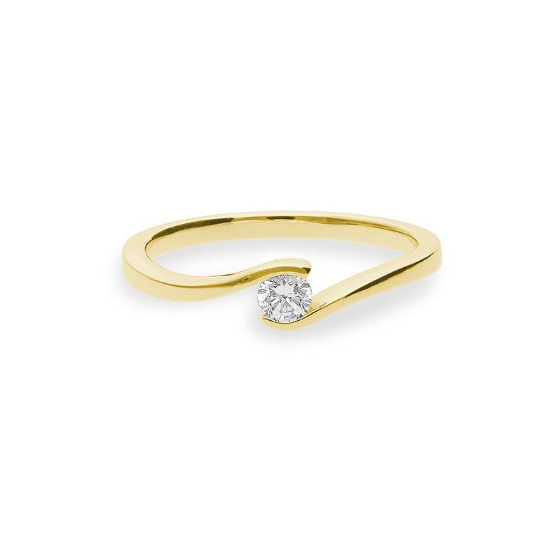 Verlobungsring mit einem Brillanten 0,15 ct., Gelbgold