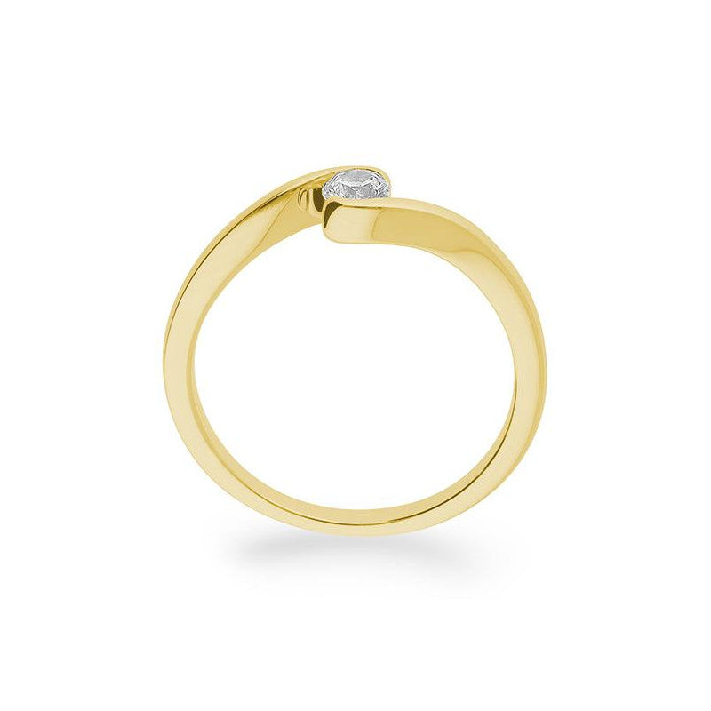 Verlobungsring mit einem Brillanten 0,20 ct., Gelbgold