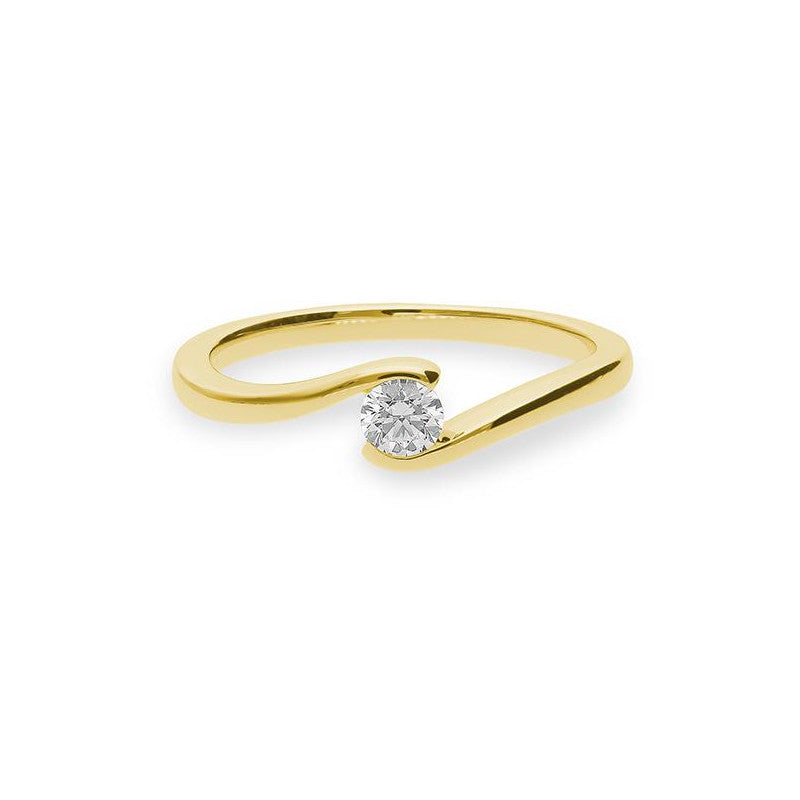 Verlobungsring mit einem Brillanten 0,20 ct., Gelbgold