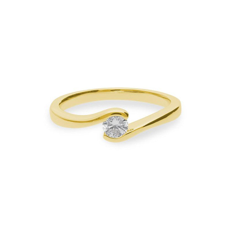 Verlobungsring mit einem Brillanten 0,25 ct., Gelbgold