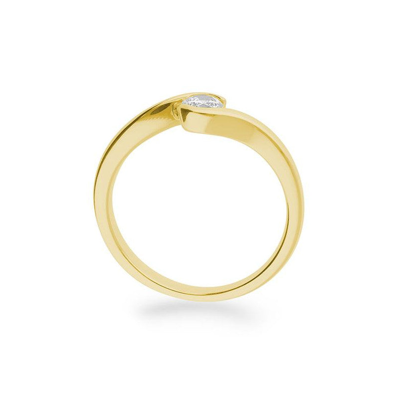 Verlobungsring mit einem Brillanten 0,30 ct., Gelbgold