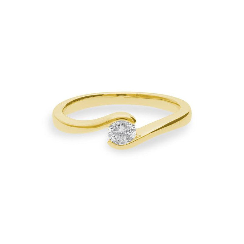 Verlobungsring mit einem Brillanten 0,30 ct., Gelbgold
