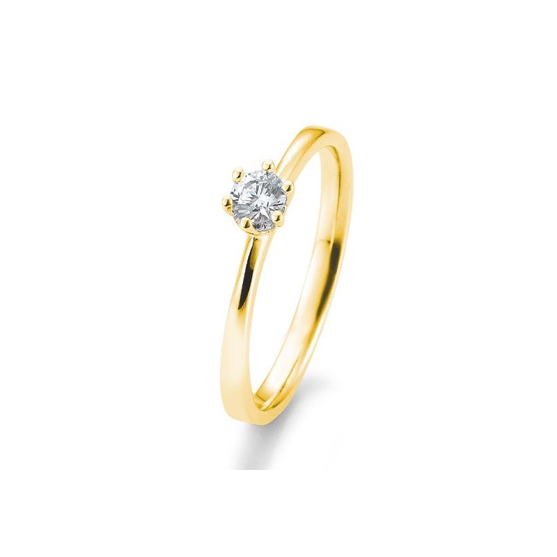 Verlobungsring mit einem Brillanten 0,20 ct., Gelbgold