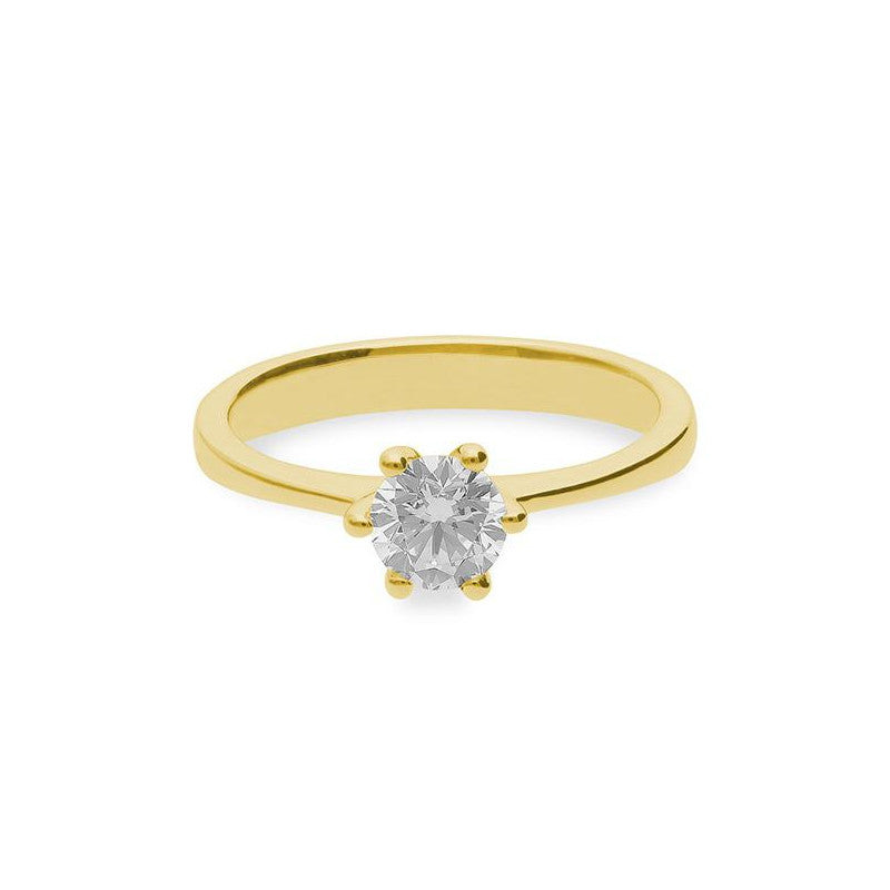 Verlobungsring mit einem Brillanten 0,60 ct., Gelbgold
