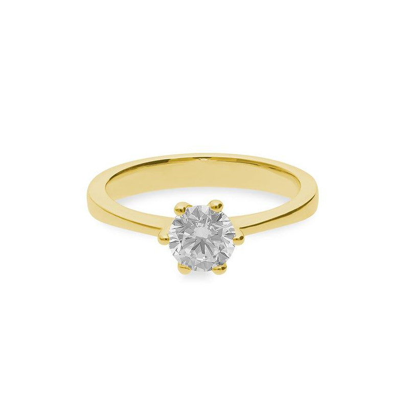 Verlobungsring mit einem Brillanten 0,80 ct., Gelbgold