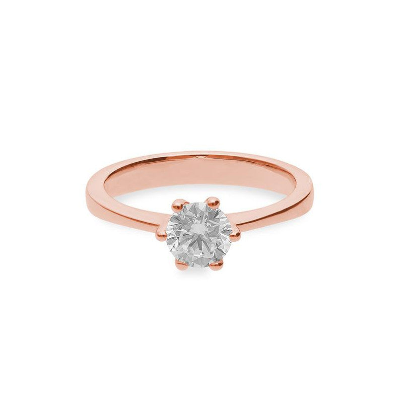 Verlobungsring mit einem Brillanten 0,80 ct., Rotgold
