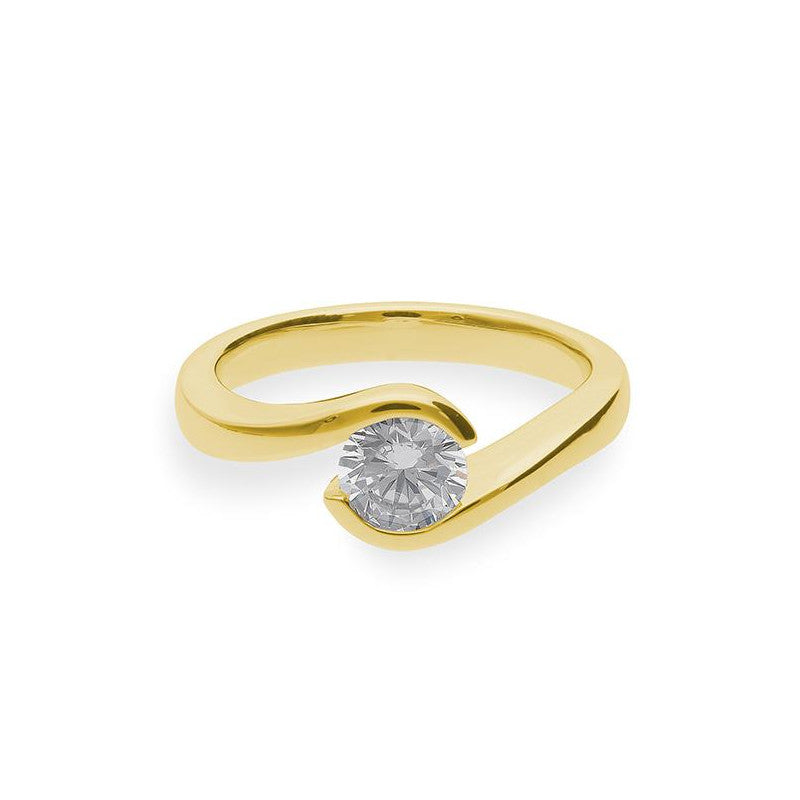 Verlobungsring mit einem Brillanten 0,80 ct., Gelbgold