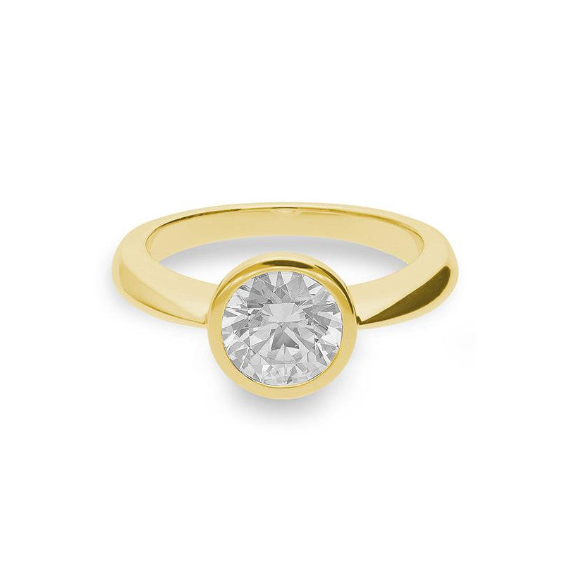 Verlobungsring mit einem Brillanten 1,50 ct., Gelbgold