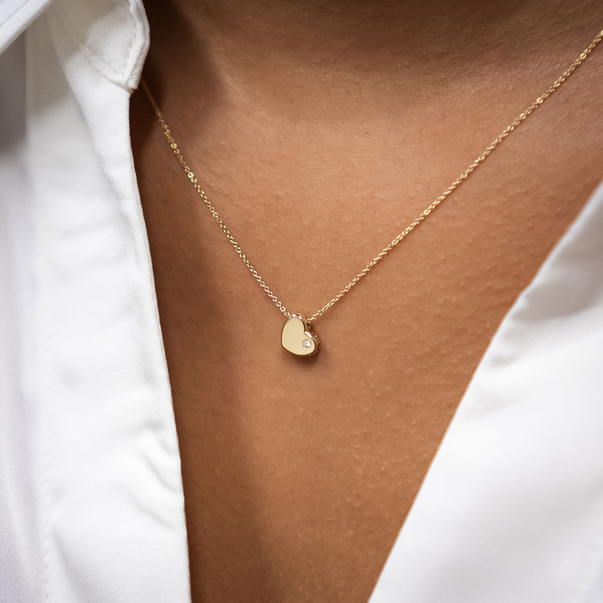 Collier "Solid Heart S" aus 750 Gelbgold mit Brillant