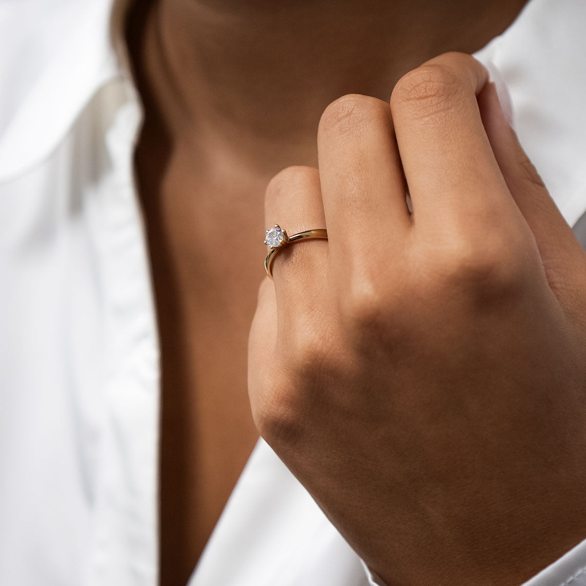 Verlobungsring mit einem Brillanten 0,50 ct., Gelbgold