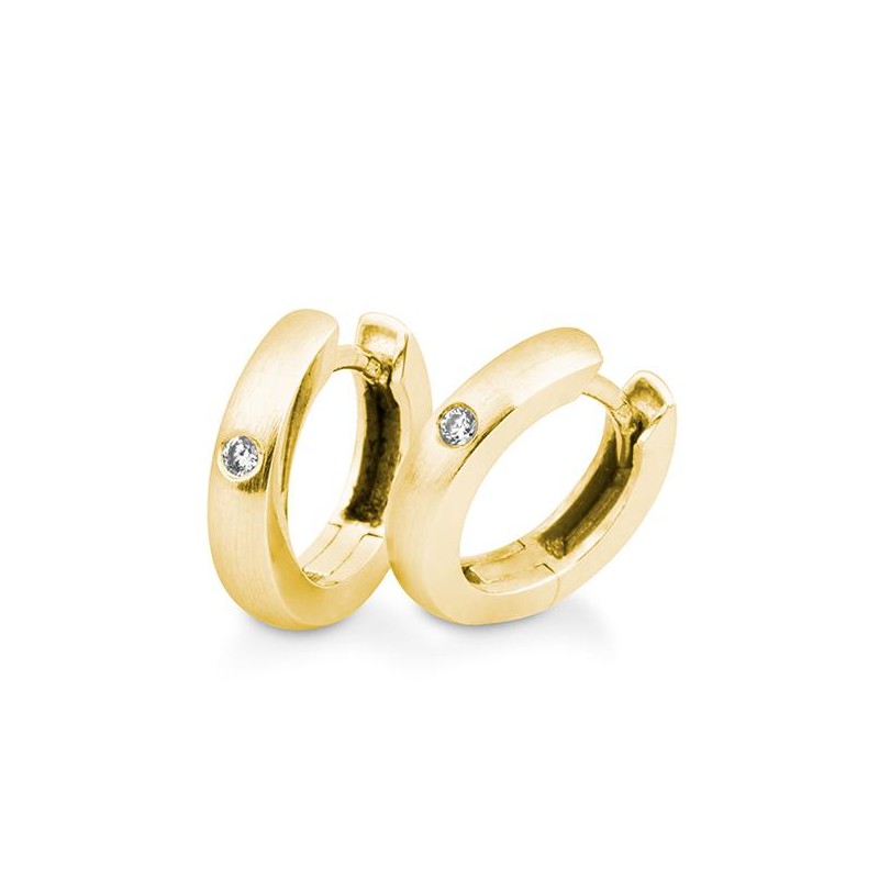 Ohrschmuck Creole 14mm mit Brillanten zus. 0,04 ct., Gelbgold