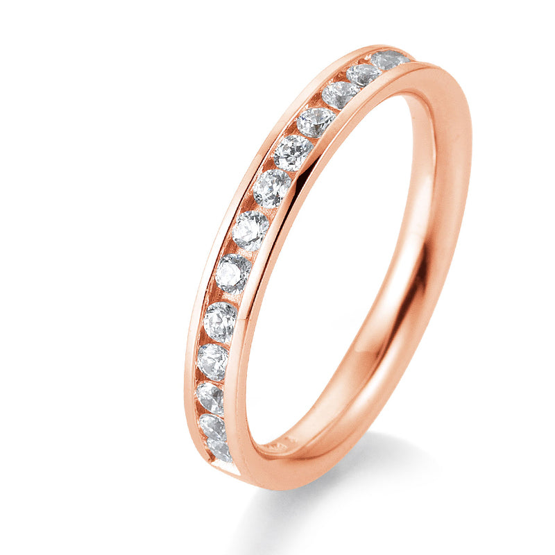Memoire Ring mit rundum ausgefassten Brillanten, Rotgold