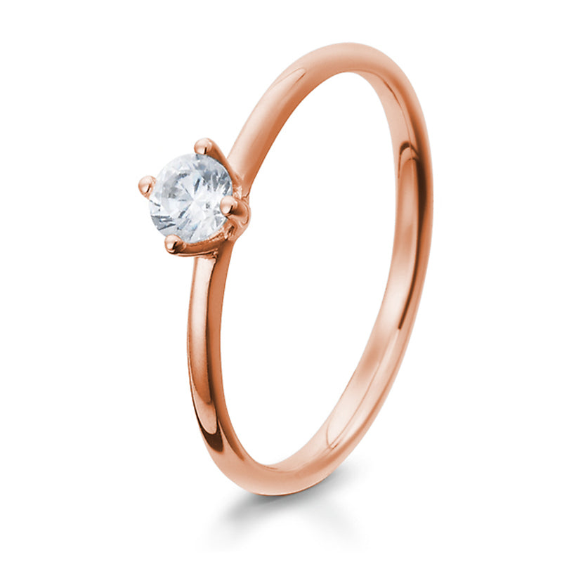 Verlobungsring mit einem Brillanten 0,20 ct., Rotgold