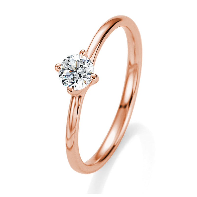 Verlobungsring mit einem Brillanten 0,30 ct., Rotgold