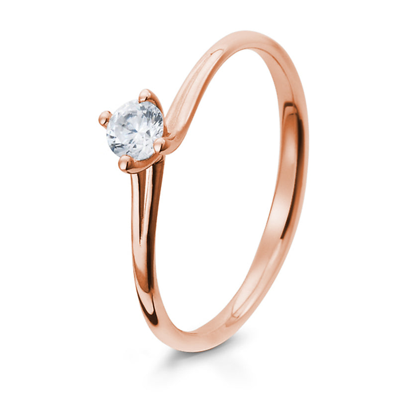 Verlobungsring mit einem Brillanten 0,20 ct., Rotgold