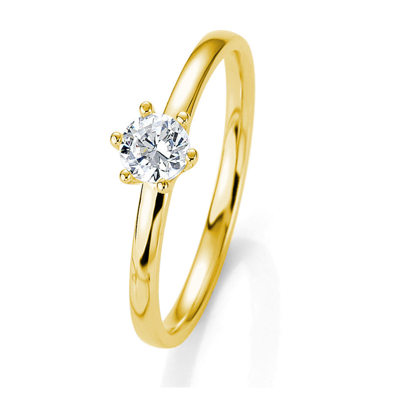 Verlobungsring mit einem Brillanten 0,30 ct., Gelbgold