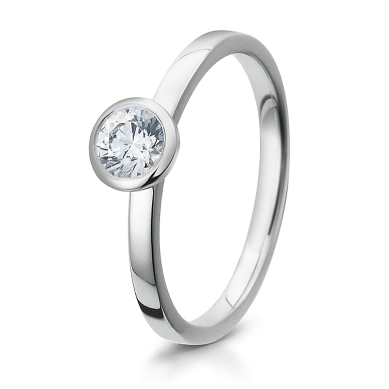 Verlobungsring mit einem Brillanten 0,30 ct., Platin, 950 Platin, W/SI, Größe 65