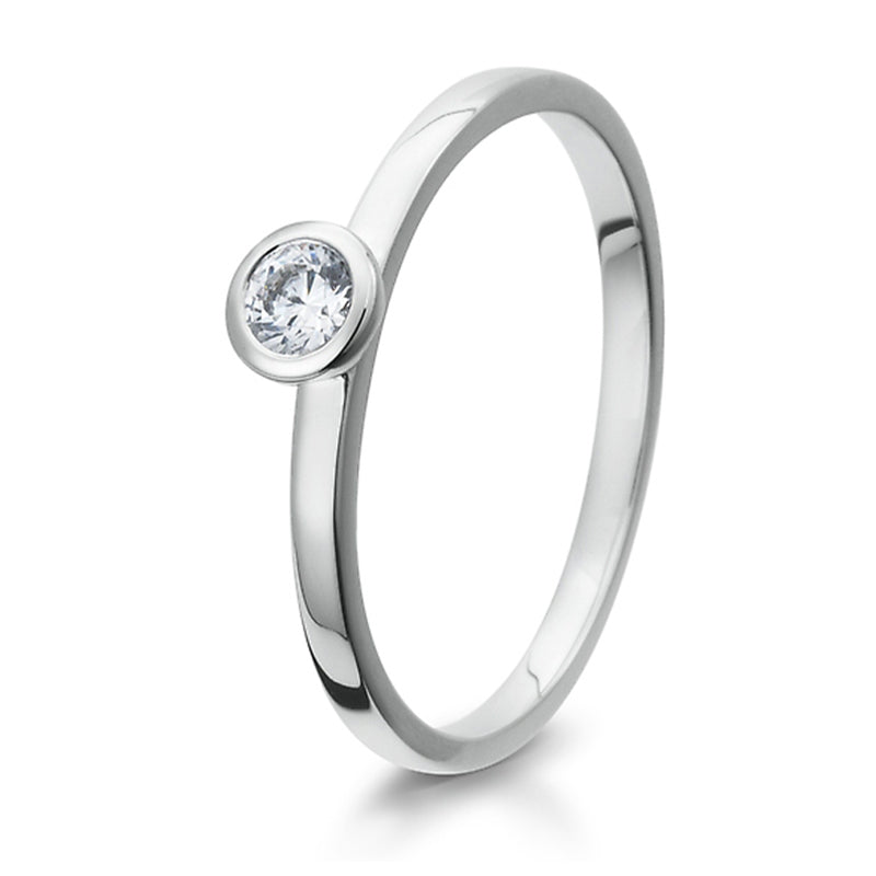 Verlobungsring mit einem Brillanten 0,10 ct., Platin, 950 Platin, W/SI, Größe 65