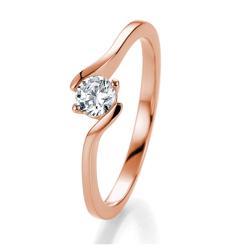 Verlobungsring mit einem Brillanten 0,30 ct., Rotgold, 750 Gold, W/SI, Größe 65