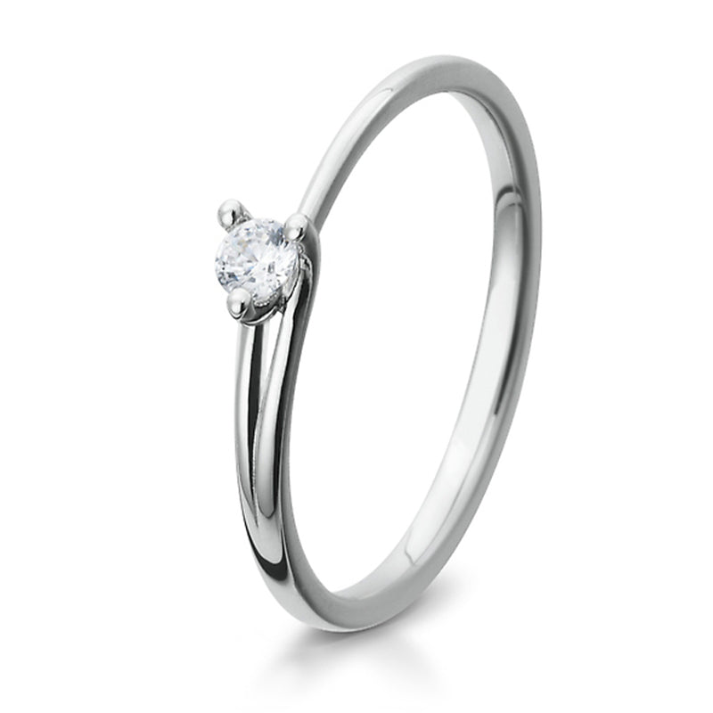 Verlobungsring mit einem Brillanten 0,10 ct., Platin, 950 Platin, W/SI, Größe 65
