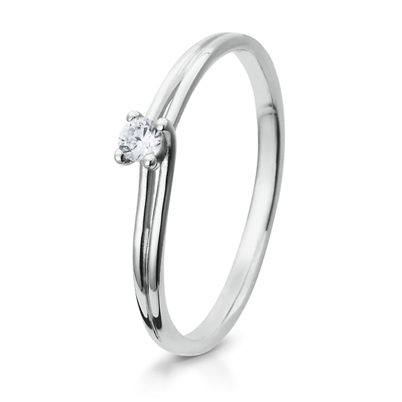 Verlobungsring mit einem Brillanten 0,10 ct., Platin, 950 Platin, W/SI, Größe 65