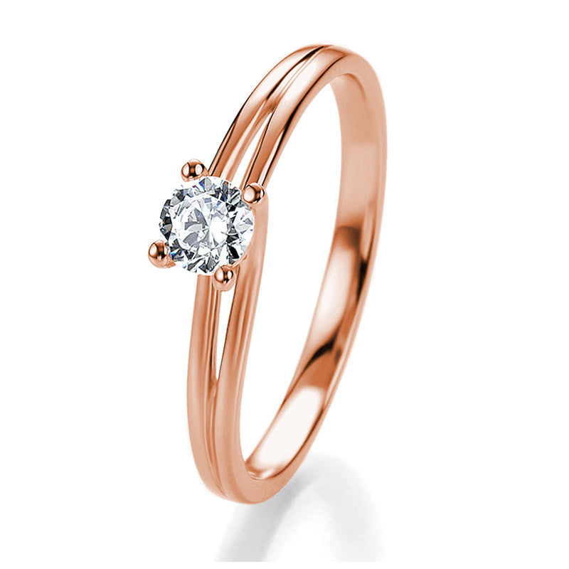 Verlobungsring mit einem Brillanten 0,30 ct., Rotgold