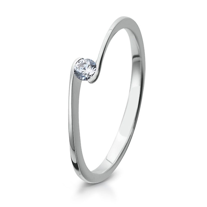 Verlobungsring mit einem Brillanten 0,10 ct., Platin