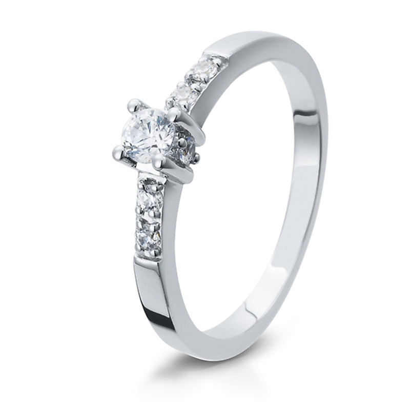 Verlobungsring mit 7 Brillanten 0,25 ct., Platin, 950 Platin, W/SI, Größe 65