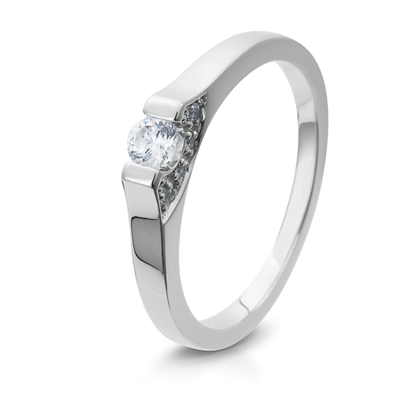 Verlobungsring mit 9 Brillanten 0,172 ct., Platin, 950 Platin, W/SI, Größe 65