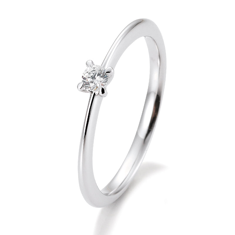 Verlobungsring mit einem Brillanten 0,10 ct., Platin, 950 Platin, W/SI, Größe 65