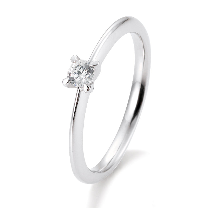 Verlobungsring mit einem Brillanten 0,15 ct., Platin, 950 Platin, W/SI, Größe 65