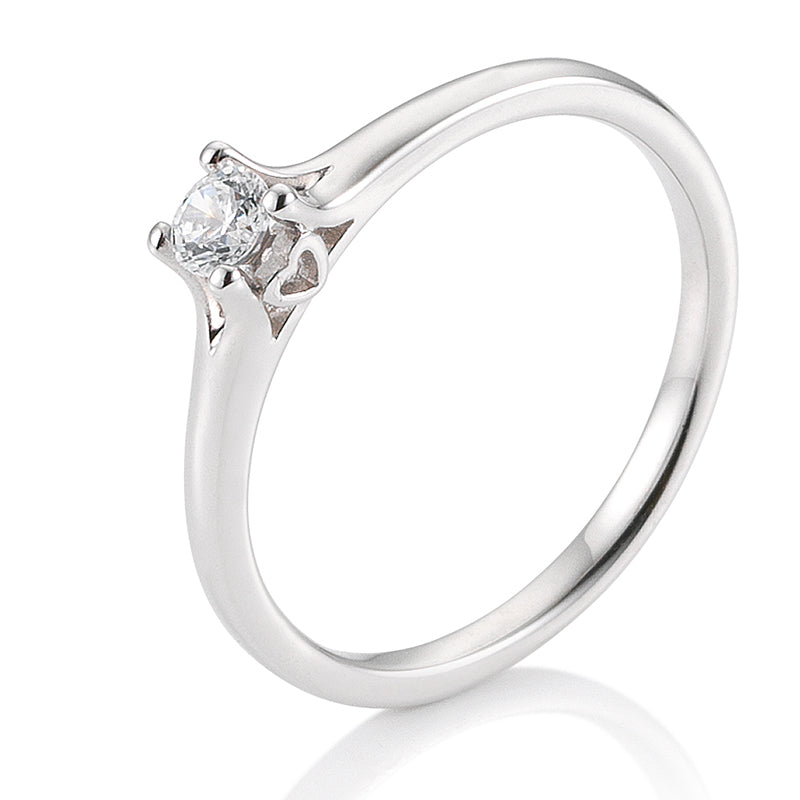 Verlobungsring mit einem Brillanten 0,10 ct., Platin, 950 Platin, W/SI, Größe 65