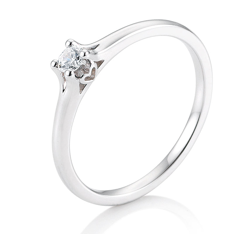 Verlobungsring mit einem Brillanten 0,15 ct., Platin, 950 Platin, W/SI, Größe 65
