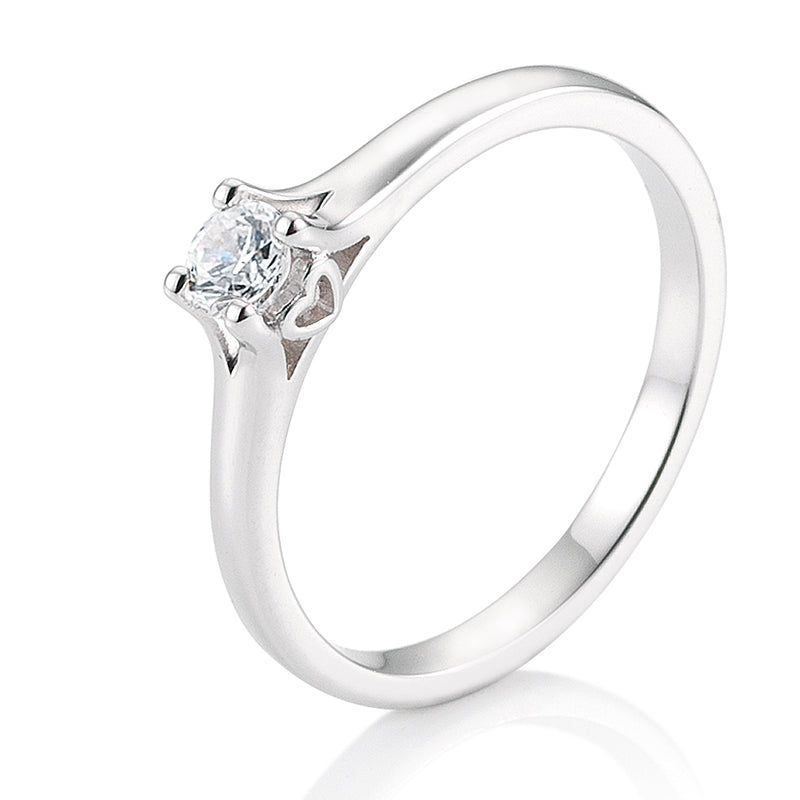 Verlobungsring mit einem Brillanten 0,20 ct., Platin, 950 Platin, W/SI, Größe 65