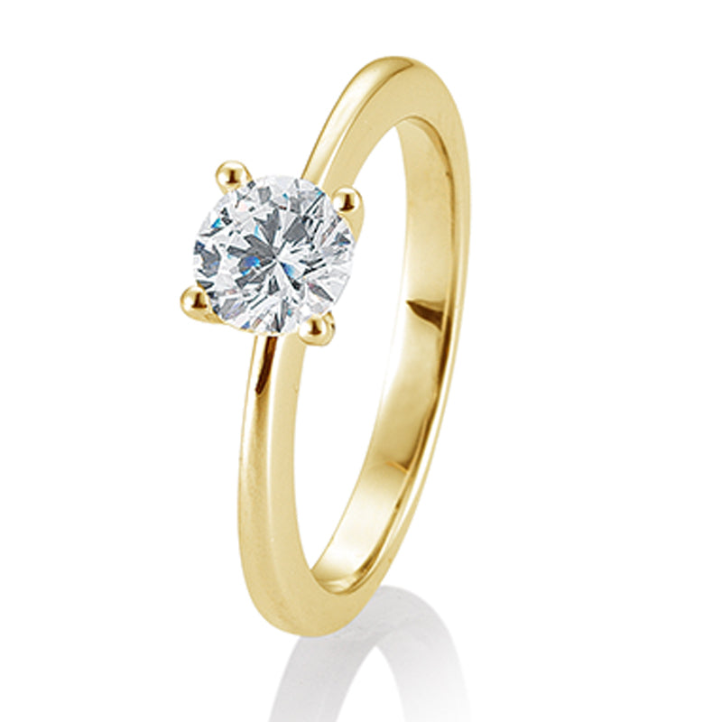 Verlobungsring mit einem Brillanten 0,80 ct., Gelbgold, 750 Gold, W/SI, Größe 65