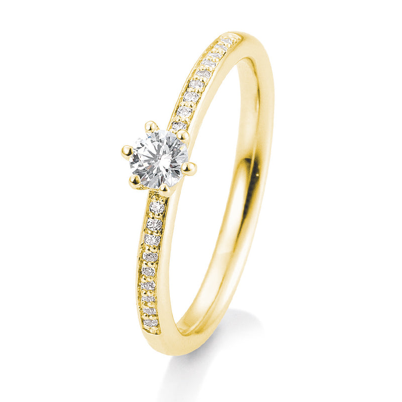 Verlobungsring mit 19 Brillanten 0,29 ct., Gelbgold