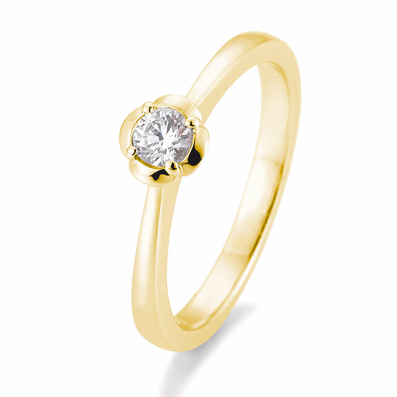Verlobungsring mit einem Brillanten 0,20 ct., Gelbgold