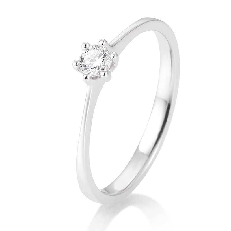 Verlobungsring mit einem Brillanten 0,15 ct., Weißgold