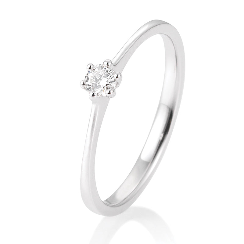 Verlobungsring mit einem Brillanten 0,10 ct., Weißgold