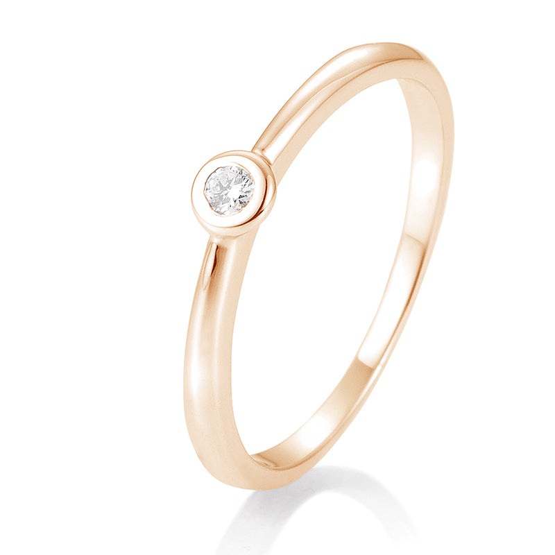 Verlobungsring mit einem Brillanten 0,05 ct., Rotgold
