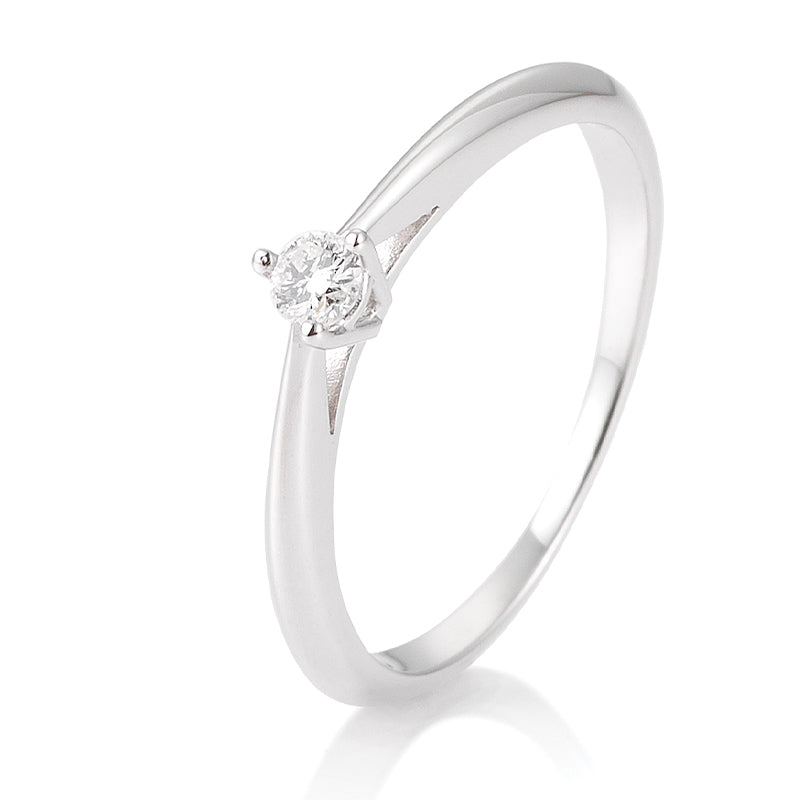 Verlobungsring mit einem Brillanten 0,10 ct., Weißgold