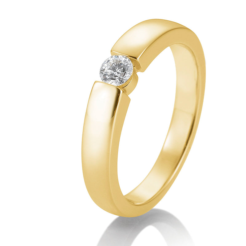 Verlobungsring mit einem Brillanten 0,20 ct., Gelbgold