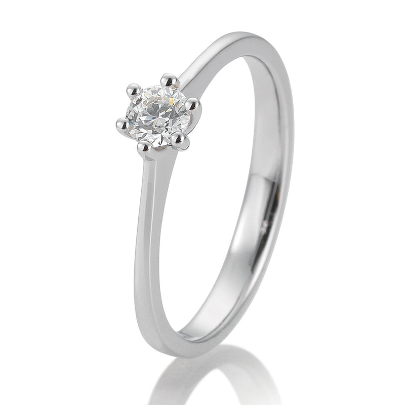Verlobungsring mit einem Brillanten 0,20 ct., Weißgold