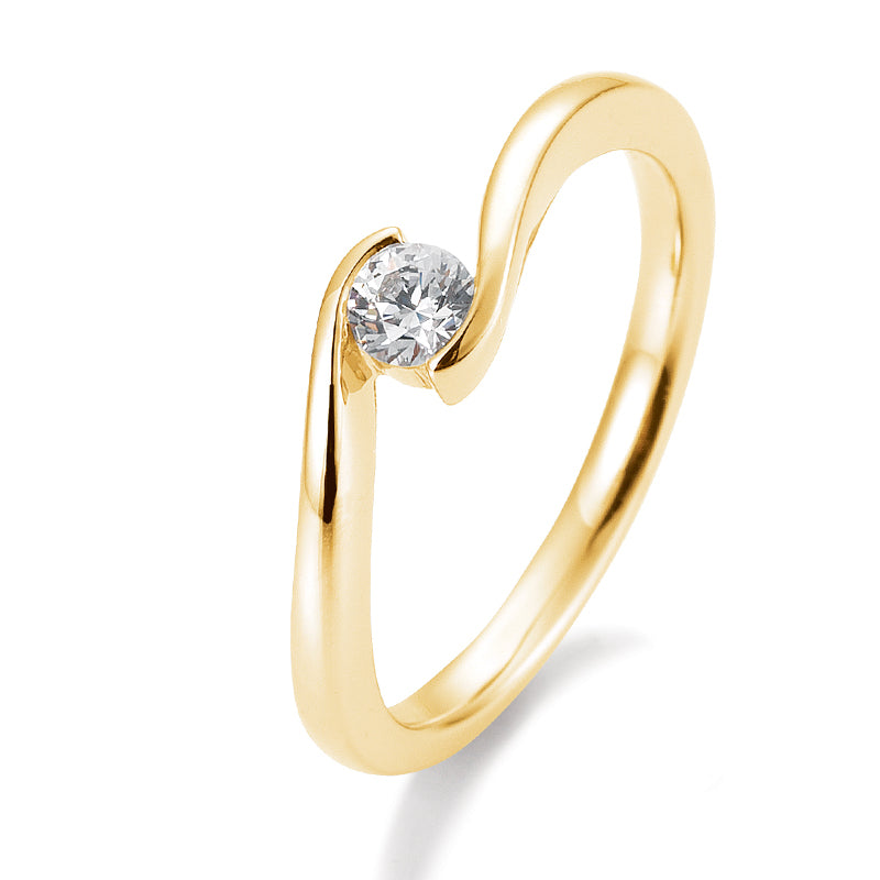Verlobungsring mit einem Brillanten 0,20 ct., Gelbgold
