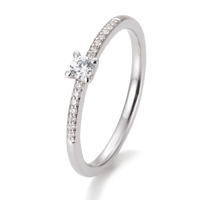 Verlobungsring mit 15 Brillanten 0,17 ct., Weißgold