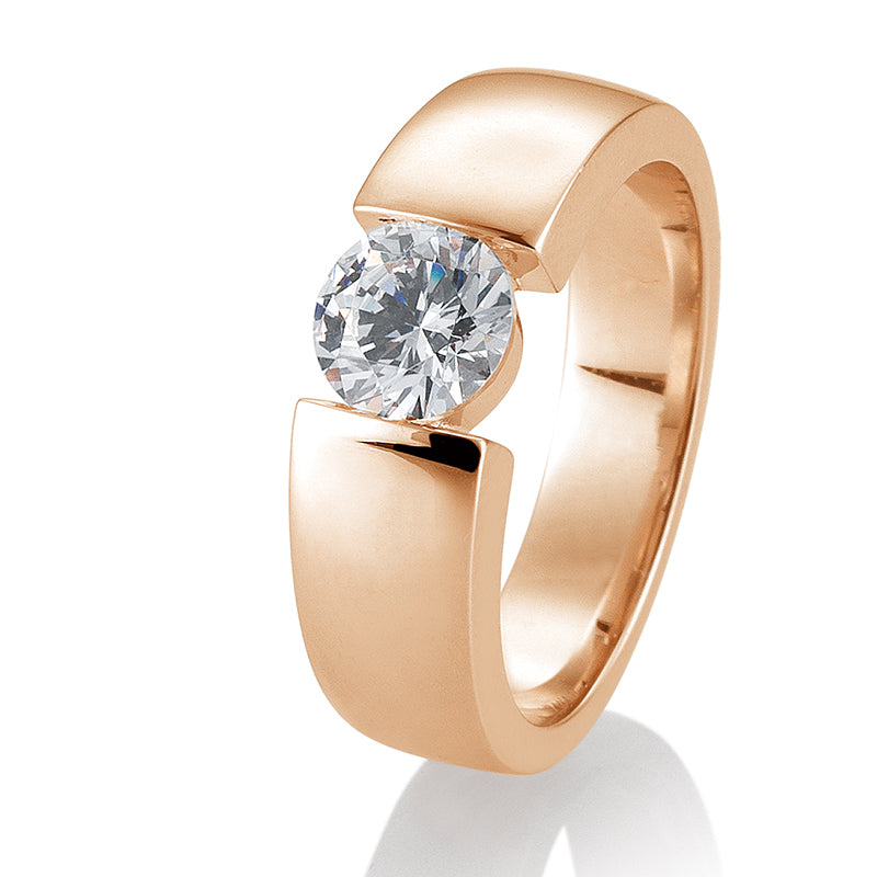 Verlobungsring mit einem Brillanten 1,00 ct., Rotgold