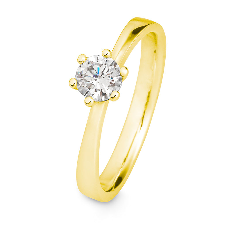 Verlobungsring mit einem Brillanten 0,50 ct., Gelbgold