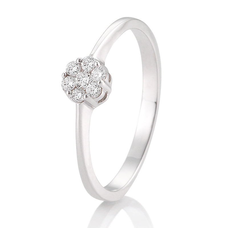 Verlobungsring mit 7 Brillanten 0,15 ct., Platin, 950 Platin, W/SI, Größe 65