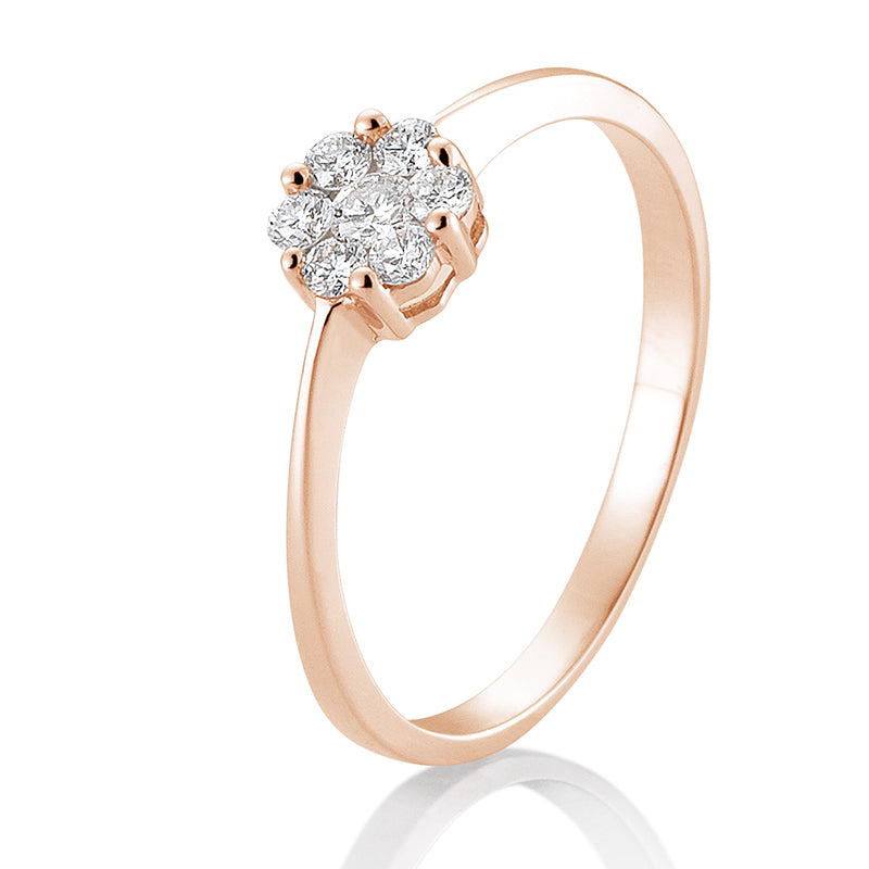 Verlobungsring mit 7 Brillanten 0,25 ct., Rotgold, 750 Gold, W/SI, Größe 65