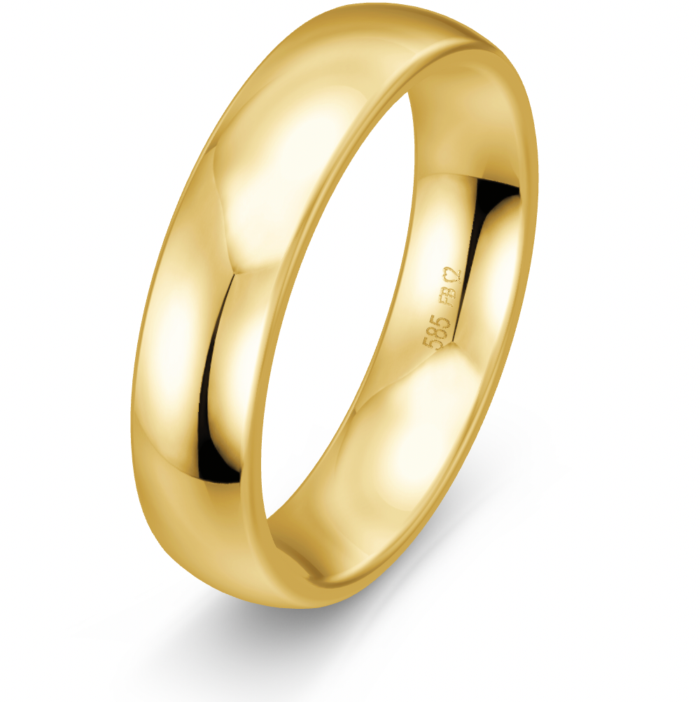BREUNING Trauring gewölbt 5 mm Breite, Gelbgold